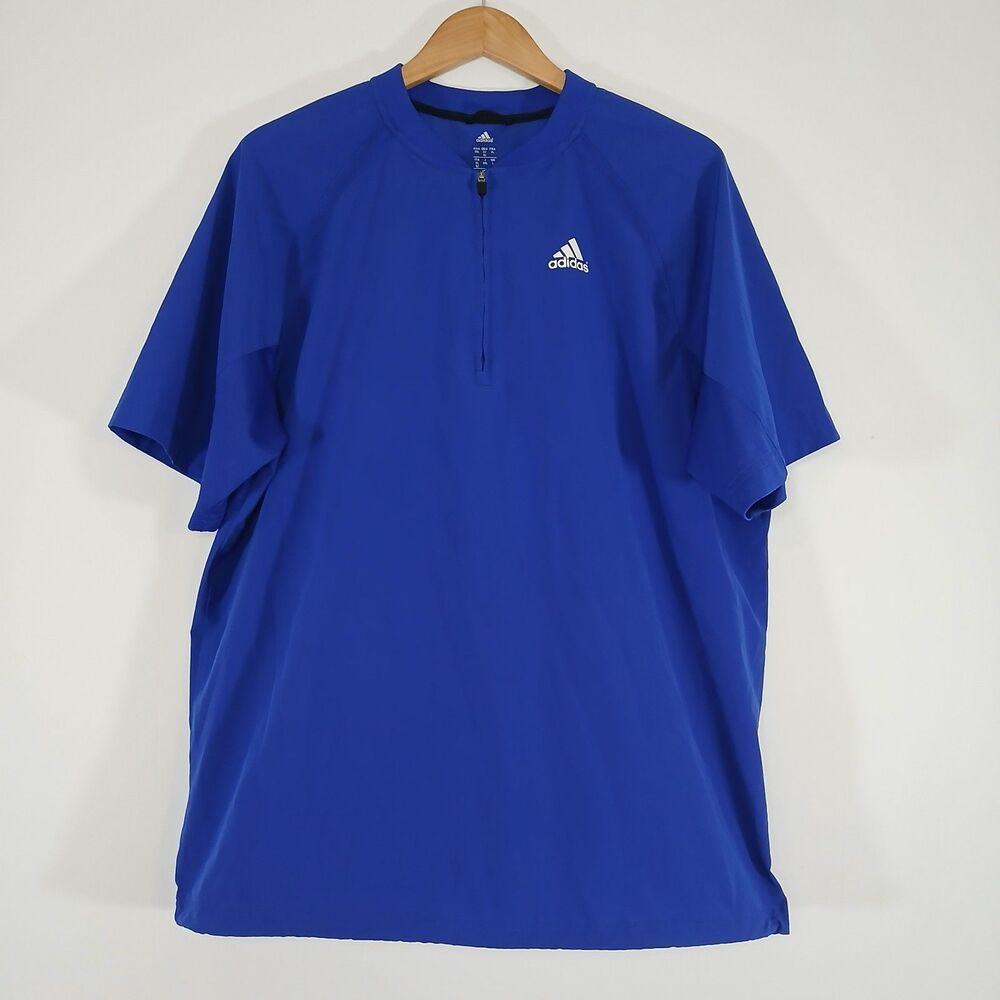 Adidas Blue Short Sleeve Pullover Large Athleisure Golfcore Preppy